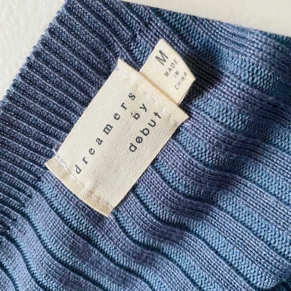 Dreamer By Debut Criss Cross V Neck Blue Sweater - Picture 4 of 5